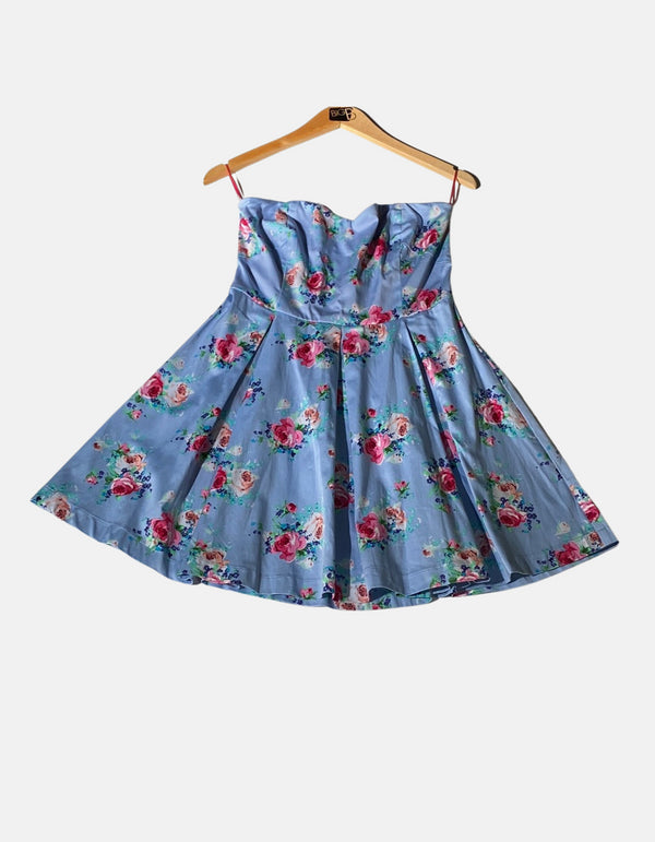 Strapless Floral Fit-and-Flare Dress